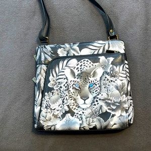 Painted leopard bag